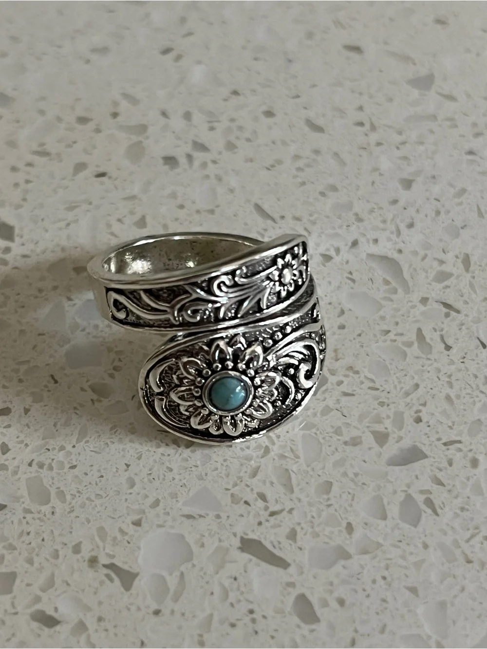 Western‎ Style Fake Turquoise floral Wrap Ring